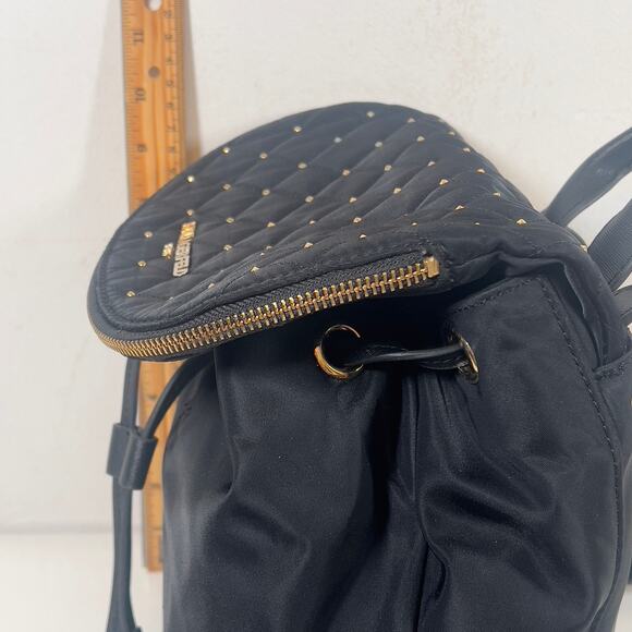 Karl Lagerfeld Paris Black Diamond Quilted Pattern Studded Drawstring Backpack - Picture 11 of 16